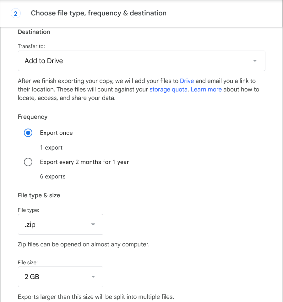 YouTube data options popup